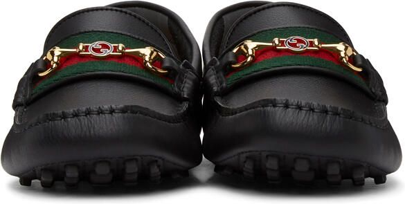 Gucci Black Web Driver Loafers - Picture 2
