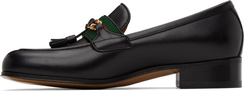 Gucci Black Web Interlocking G Loafers - Picture 3