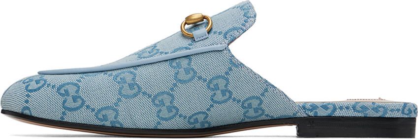 Gucci Blue Princetown GG Slippers - Picture 4
