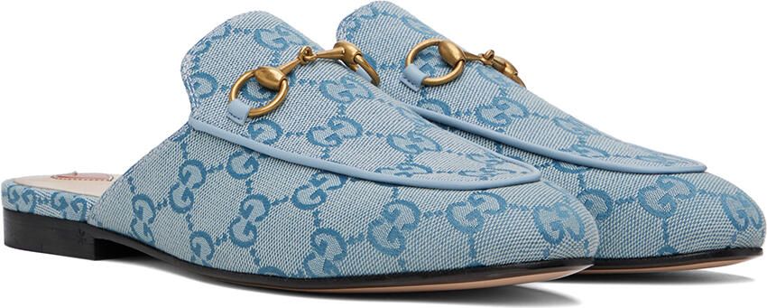 Gucci Blue Princetown GG Slippers - Picture 2