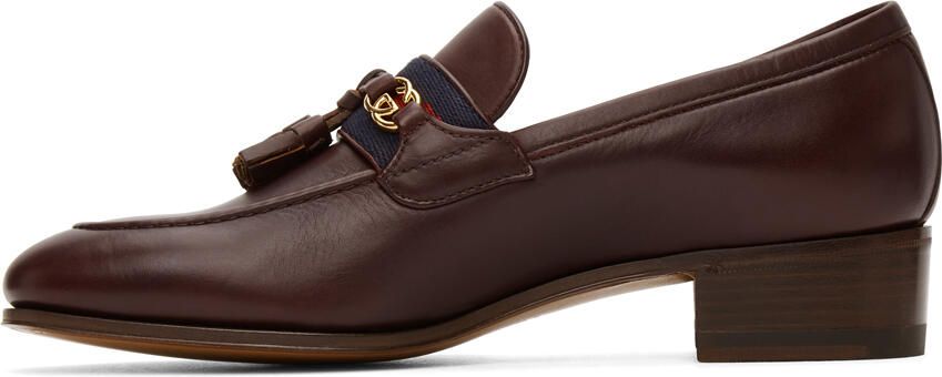 Gucci Burgundy Web Interlocking G Loafers - Picture 2