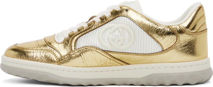 Gucci Gold & White MAC80 Sneakers - Picture 3