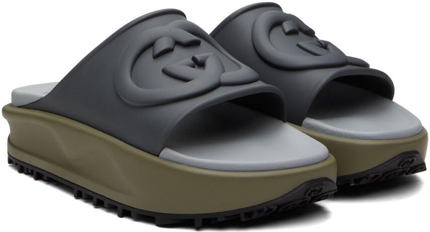 Gucci Gray Interlocking G Slides - Picture 2