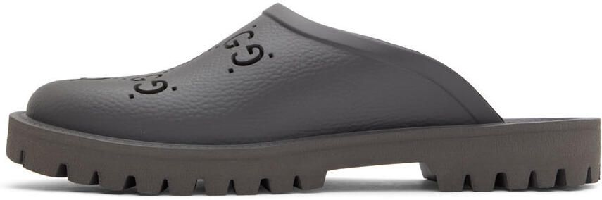 Gucci Gray Rubber GG Loafers - Picture 3