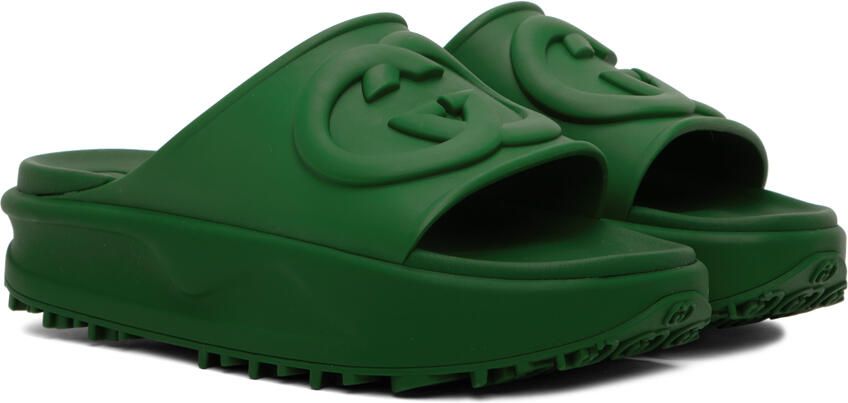 Gucci Green Interlocking G Slides - Picture 2