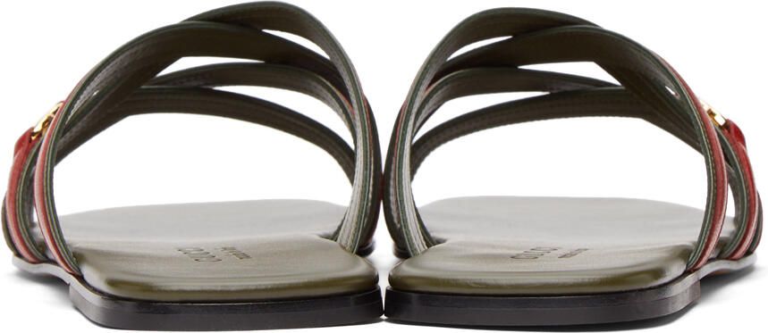 Gucci Khaki & Red Interlocking G Sandals - Picture 2