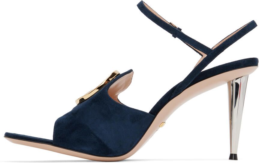 Gucci Navy Blondie Heeled Sandals - Picture 2