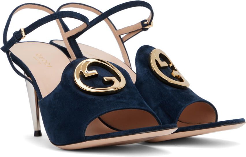 Gucci Navy Blondie Heeled Sandals - Picture 3