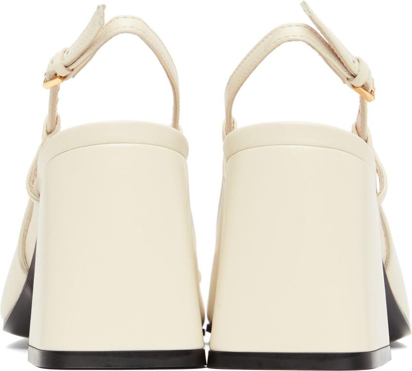 Gucci Off-White Horsebit Slingback Heels