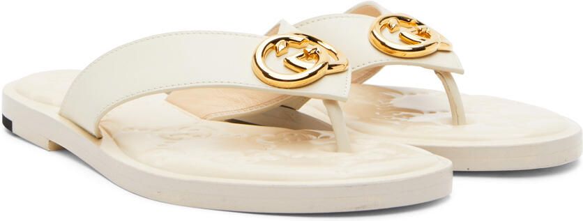 Gucci Off-White Interlocking G Flat Sandals - Picture 2