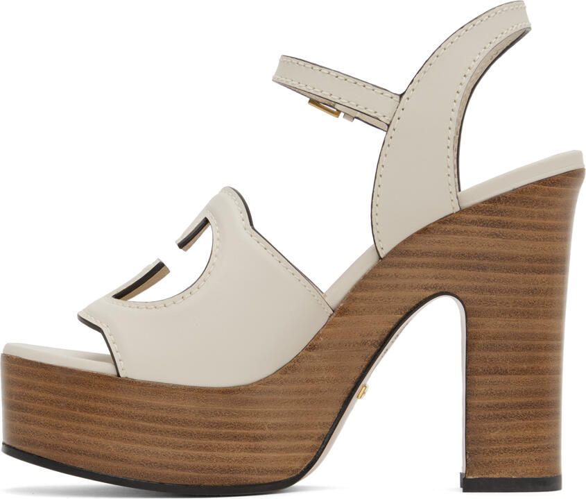 Gucci Off-White Interlocking G Heeled Sandals - Picture 3