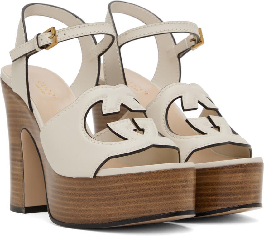 Gucci Off-White Interlocking G Heeled Sandals - Picture 2