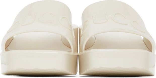 Gucci Off-White Rubber Slide Heeled Sandals - Picture 3