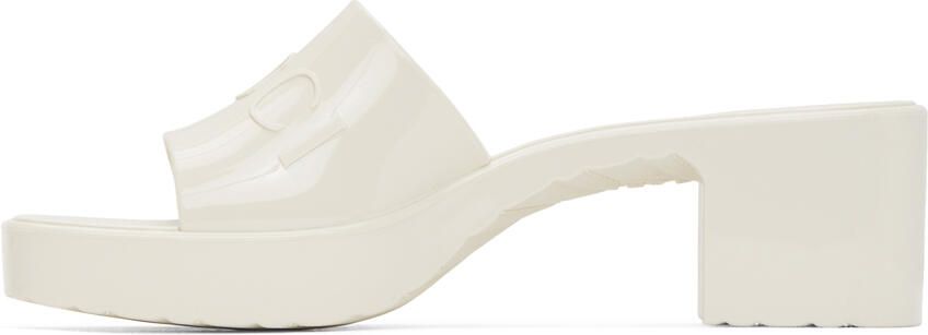 Gucci Off-White Rubber Slide Heeled Sandals - Picture 2