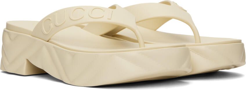 Gucci Off-White Thong Platform Sandals - Picture 2