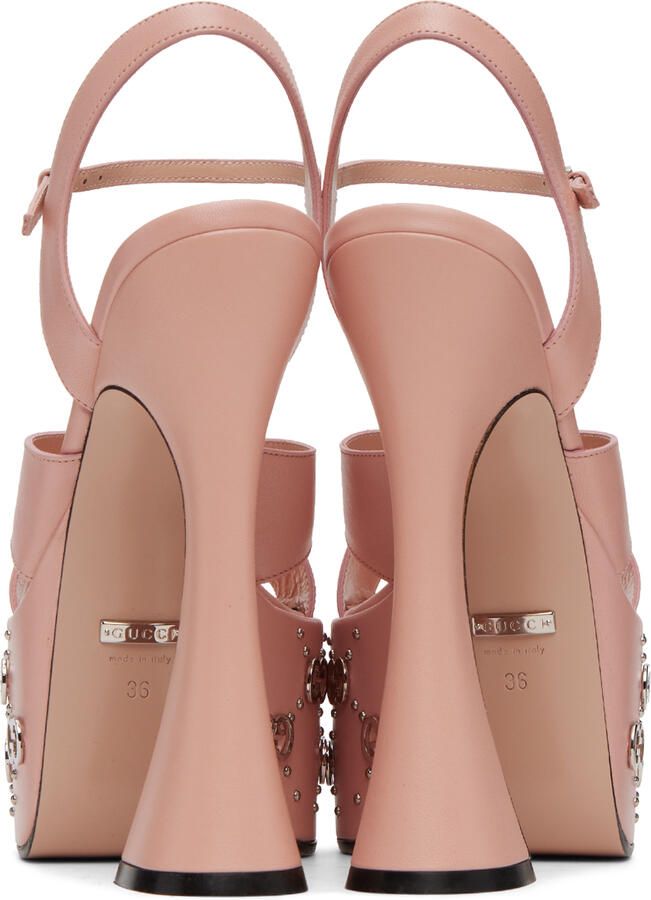 Gucci Pink Interlocking G Studded Sandals - Picture 3