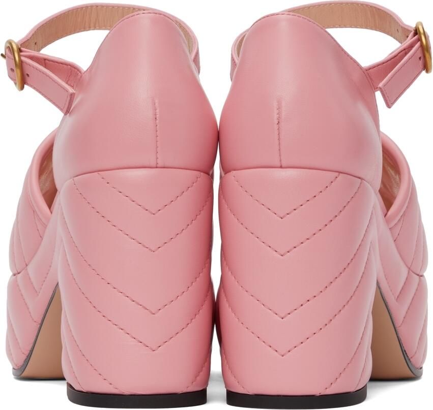 Gucci Pink Matelassé Platform Heeled Sandals