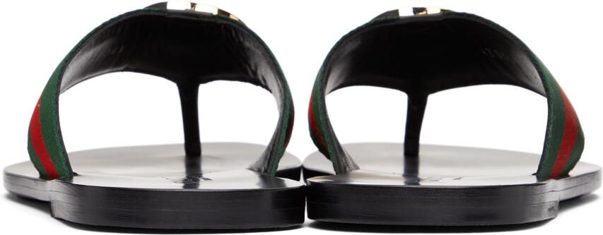 Gucci Red & Green Kika Thong Sandals - Picture 2