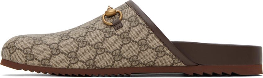 Gucci Taupe GG Horsebit Slippers - Picture 3