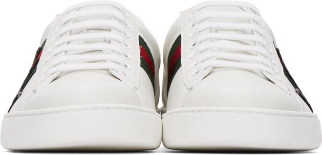 Gucci White Embroidered Ace Sneakers - Picture 2