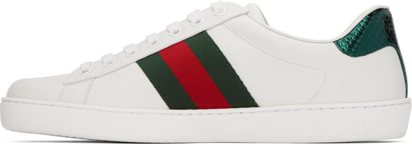 Gucci White Embroidered Ace Sneakers - Picture 4
