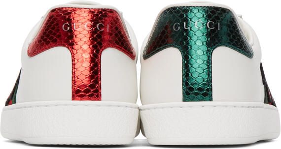Gucci White Embroidered Ace Sneakers - Picture 3