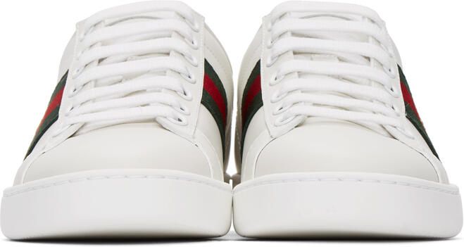 Gucci White Embroidered Bee Ace Sneakers - Picture 3