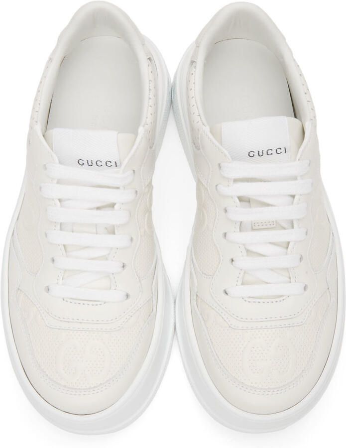 Gucci White GG Embossed Low Sneakers