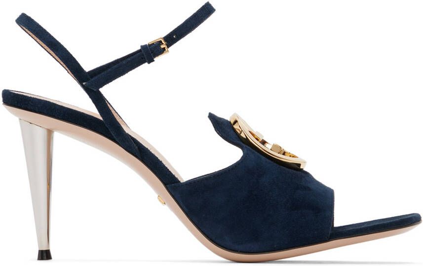 Gucci Navy Blondie Heeled Sandals - Picture 4