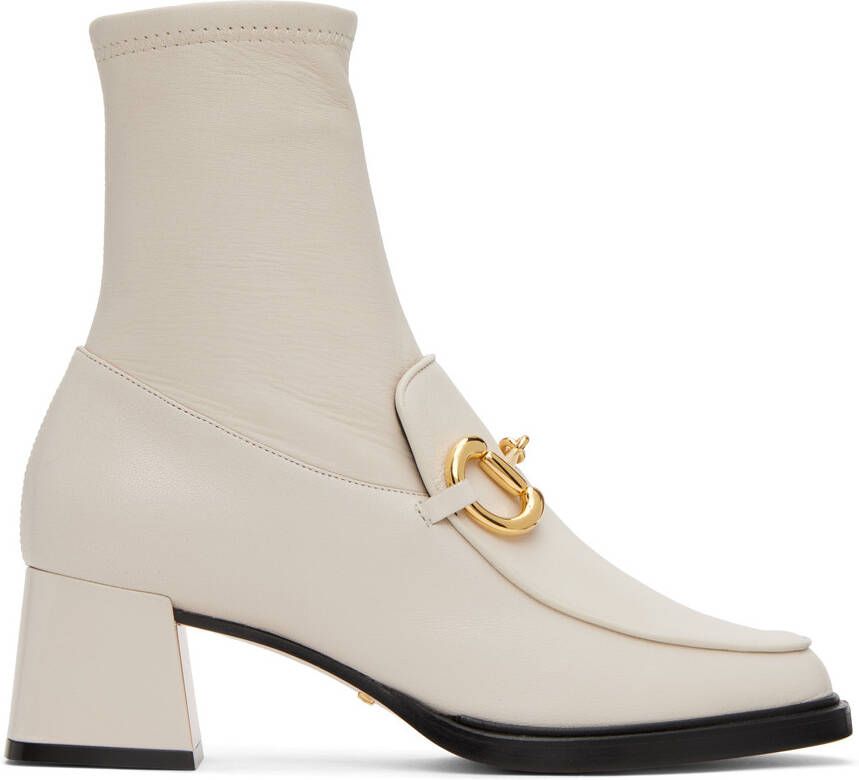 Gucci Off-White Horsebit Boots - Picture 5