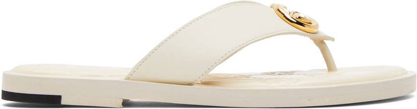 Gucci Off-White Interlocking G Flat Sandals - Picture 5