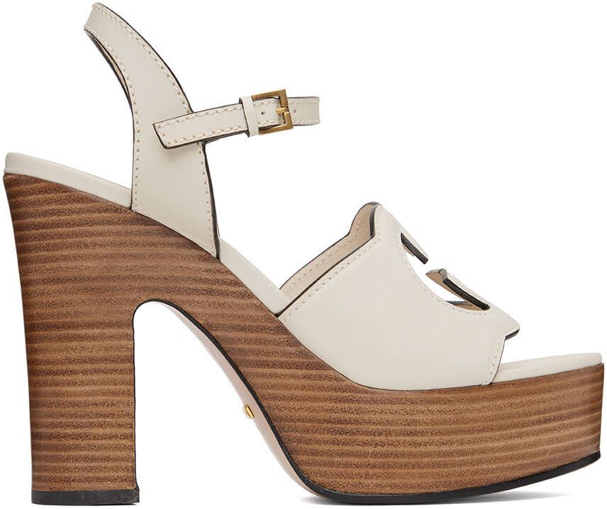 Gucci Off-White Interlocking G Heeled Sandals