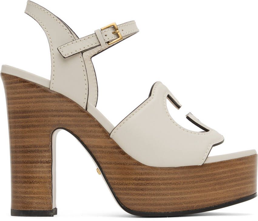 Gucci Off-White Interlocking G Heeled Sandals - Picture 5