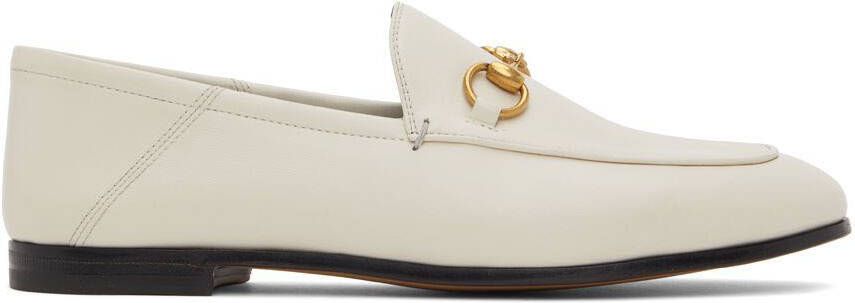 Gucci Off-White Leather Horsebit Loafers - Picture 5