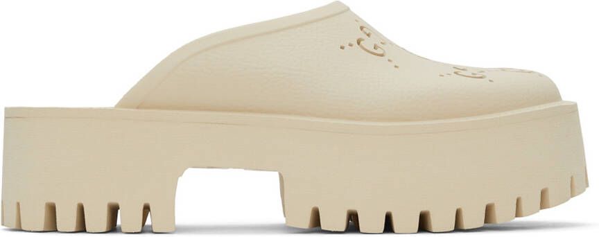 Gucci Off-White Perforated G Platform Loafers