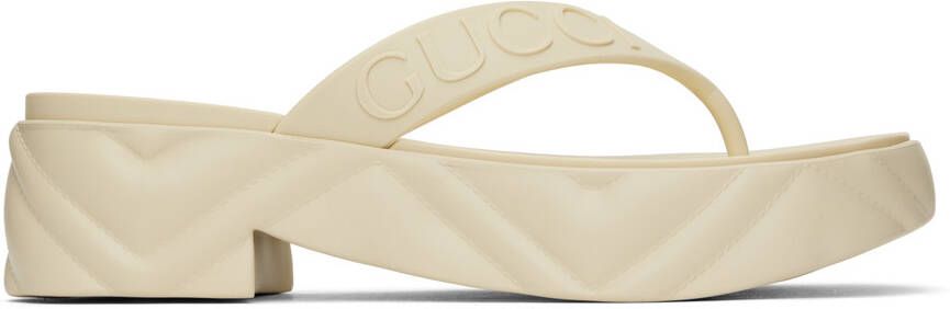 Gucci Off-White Thong Platform Sandals - Picture 5