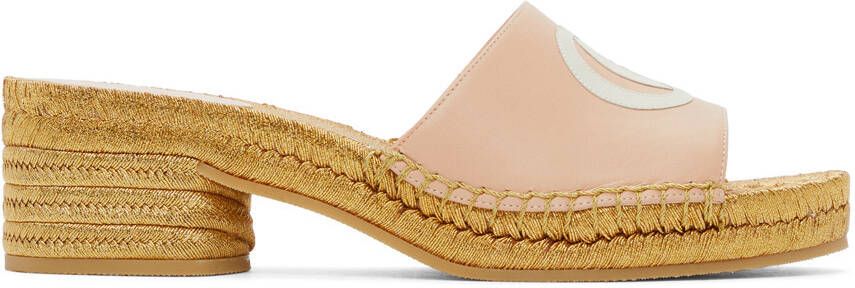 Gucci Pink & Gold Espadrille Heeled Sandals - Picture 5