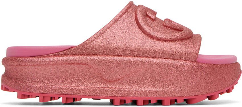Gucci Pink Glitter Interlocking G Slides