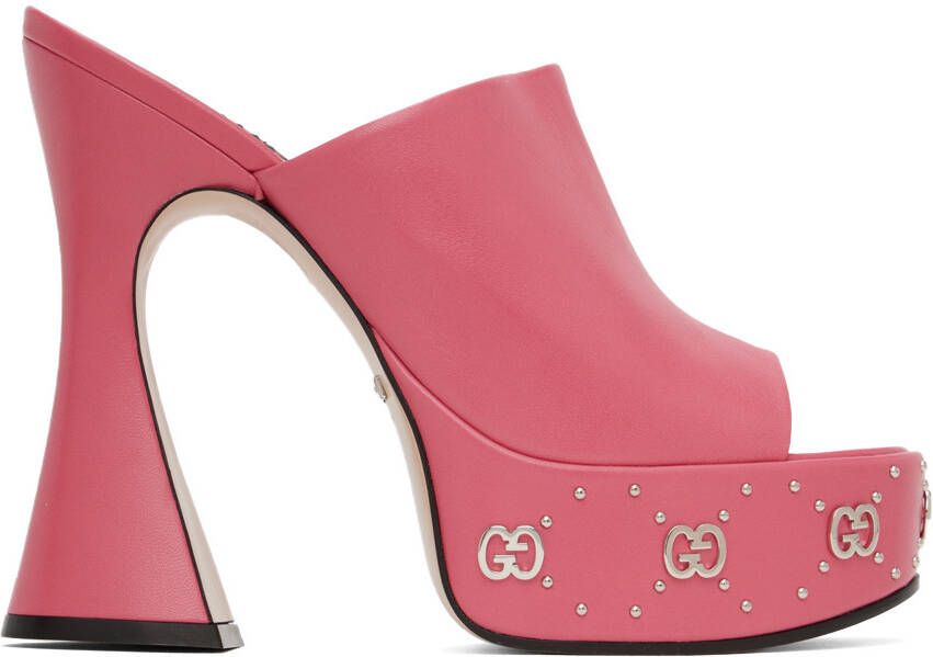 Gucci Pink Leather Heeled Sandals - Picture 4