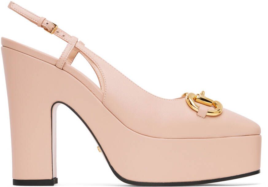 Gucci Pink Leather Pump Heels - Picture 4