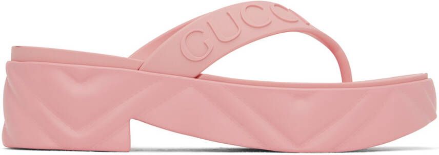 Gucci Pink Thong Platform Sandals - Picture 4