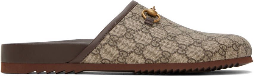 Gucci Taupe GG Horsebit Slippers - Picture 4