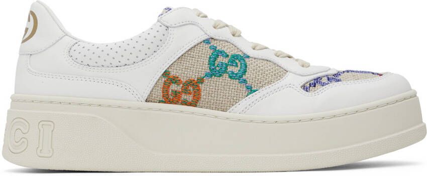 Gucci White & Beige GG Sneakers - Picture 5