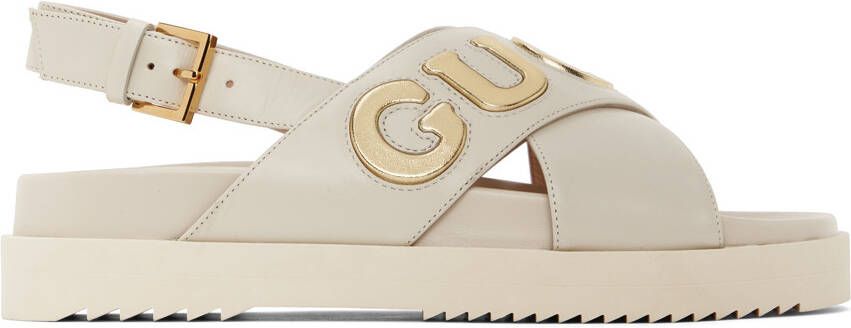 Gucci White Embossed Sandals - Picture 4