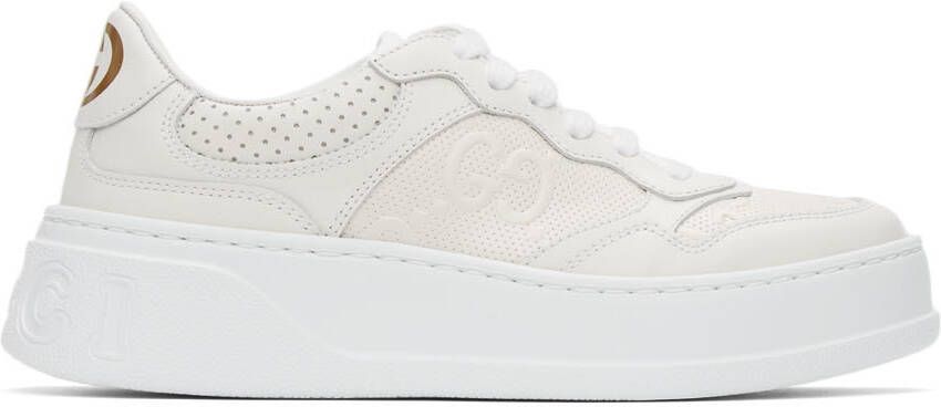 Gucci White GG Embossed Low Sneakers - Picture 5