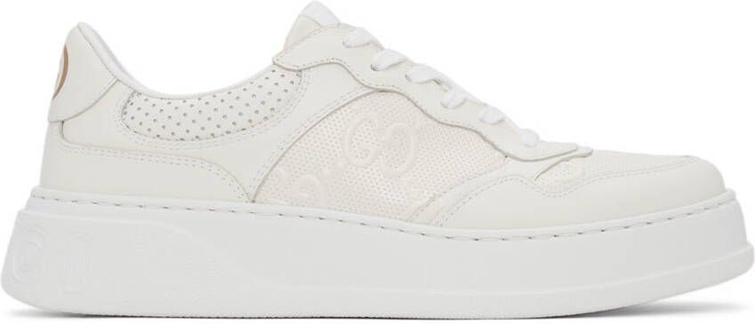 Gucci White GG Embossed Sneakers - Picture 5