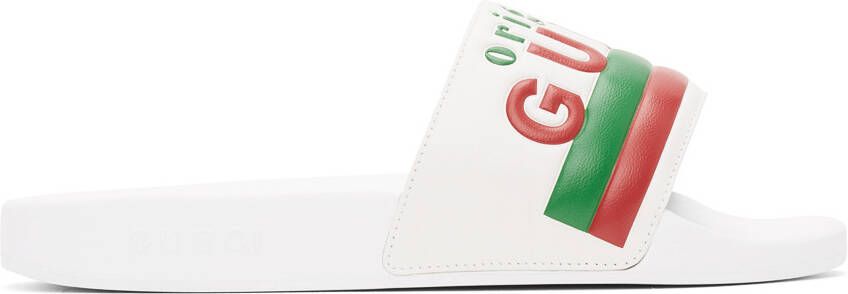 Gucci White 'Original ' Pool Slides - Picture 5