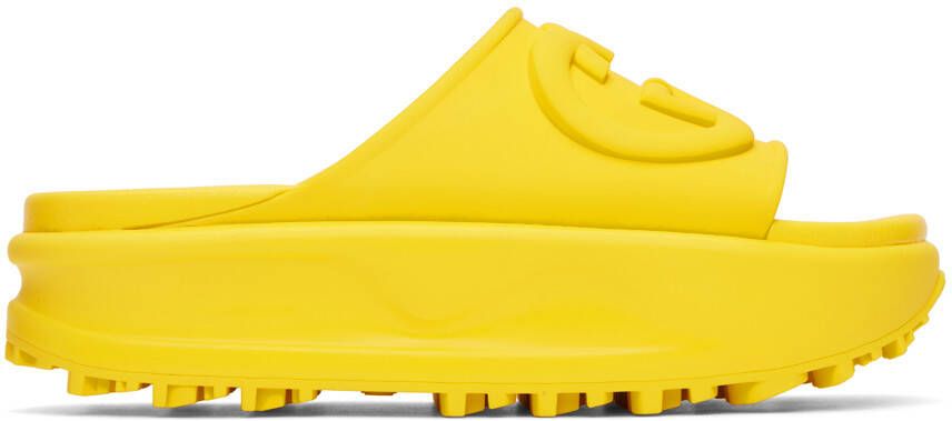 Gucci Yellow Interlocking G Slides - Picture 5