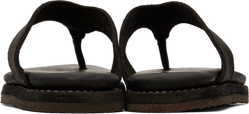 Guidi Black Leather Flip Flops