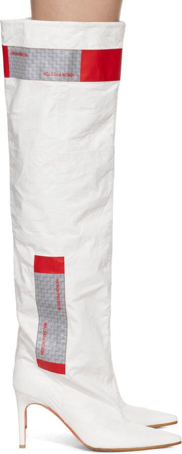 Heron Preston White Crinkled Tall Boots